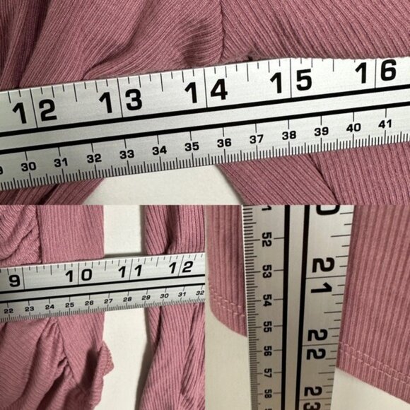 Nordstrom Long Sleeve Faux Wrap Top Pink NOne Sizetalgia Size Small Puff Sleeve - Picture 10 of 10